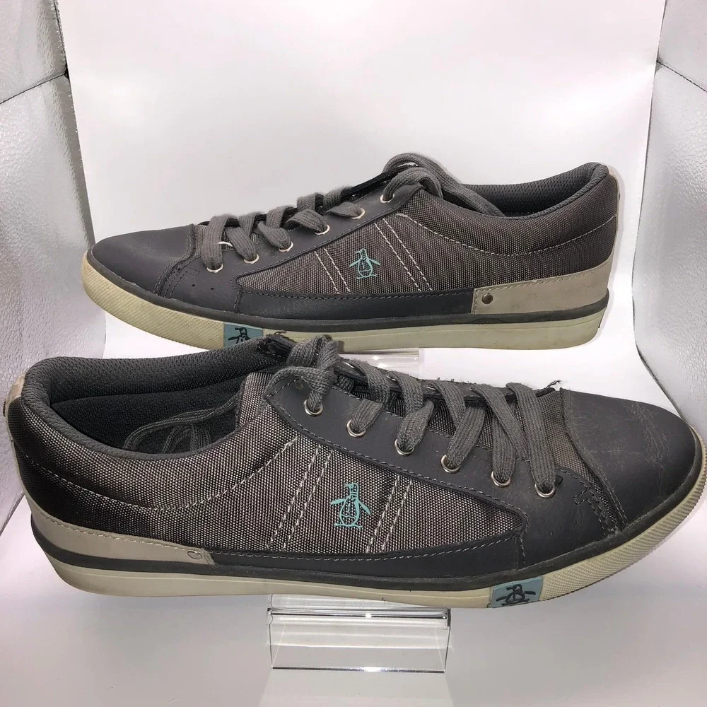 Original Penguin Men's Gray Canvas Lace Up Casual Sneakers Shoes Size‎ 11